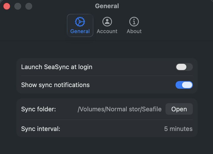 SeaSync menu bar app syncing Seafile libraries